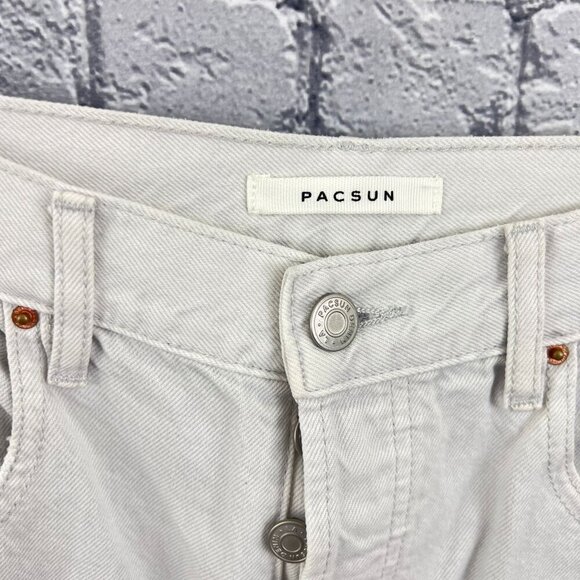 PacSun  Washed White  Distressed Dad Jeans Button Fly  Size 29 100% cotton - Picture 5 of 11